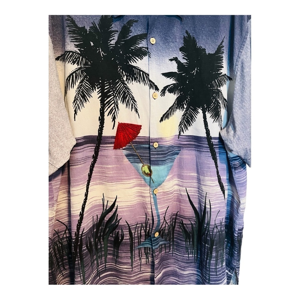 TULLIANO VINTAGE HAWAIIAN MARTINI SHIRT EMBROIDERED 100% SILK SIZE XL - Picture 3 of 5